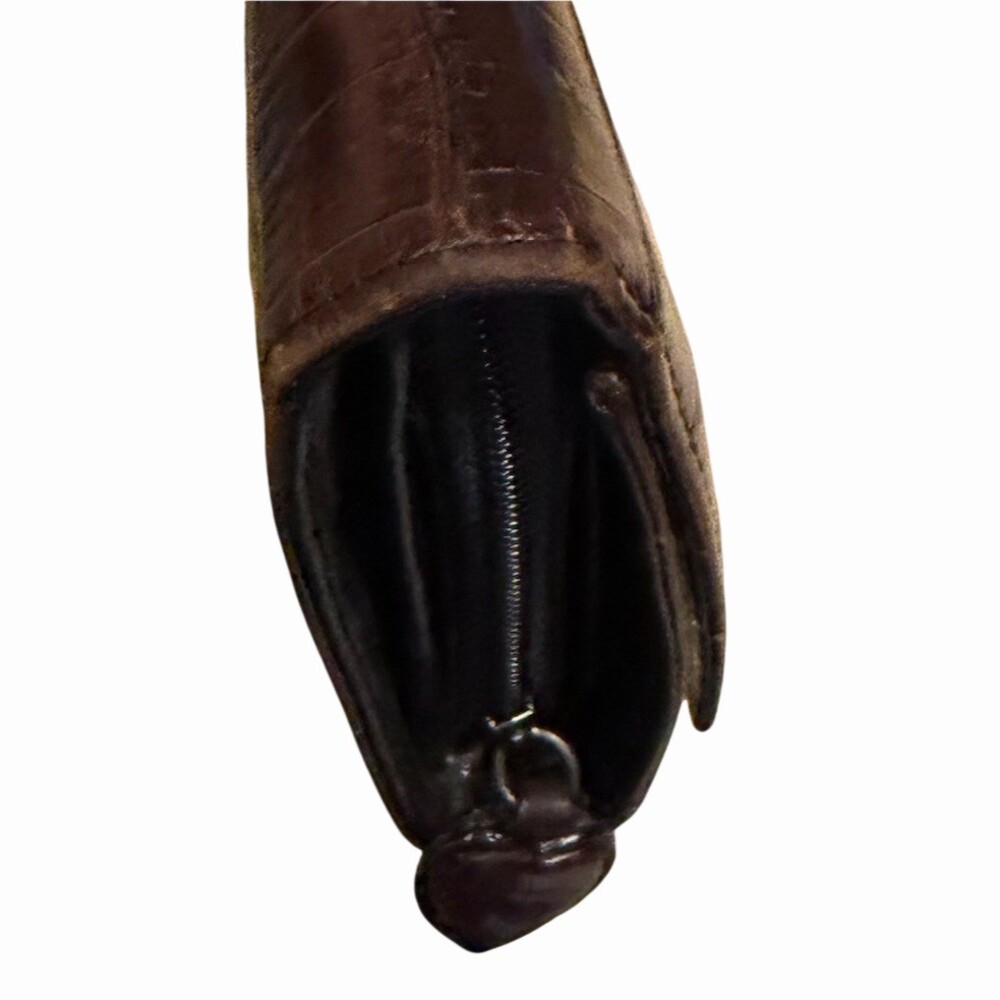 Brighton Brown Wallet Croc Embossed With Silver Hardware - Picture 8 of 8